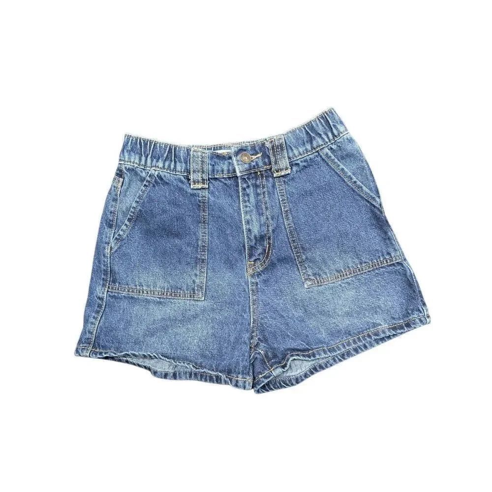 Wax Jean Collection Dark Blue Distressed Jeans Skater Shorts Size Small